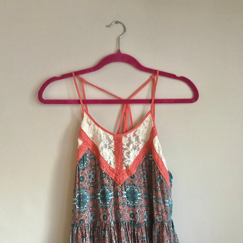 SHE+SKY / Orange & Blue Pattern Racerback Dress - Picture 2 of 7